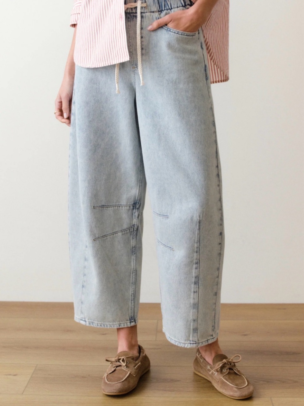 Marine Layer Light Wash Cropped Relaxed Jeans